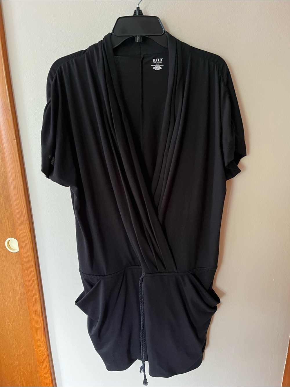 Ana Black Short Sleeve Swim Cover up with Drawstring